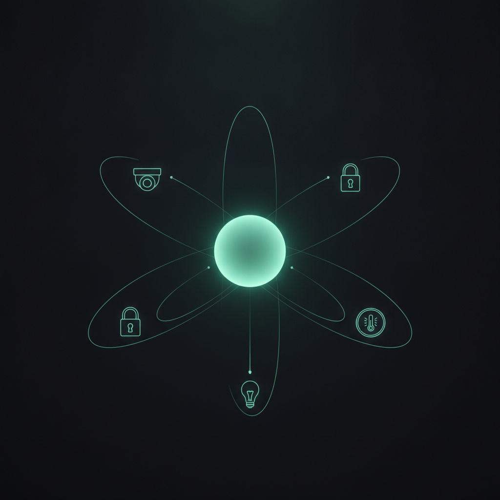 One private hub, your devices orbiting it — open protocols, no cloud